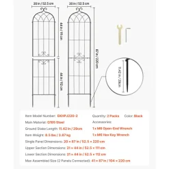 VEVOR Garden Trellis, 87 x 20 inch Rose Trellis, 6 Packs Garden Flower Rose Trellises with Powder-Coated Finish & Convenient Locking Design, Plant Support Trellises for Flowers, Vegetables, Roses