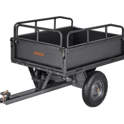 VEVOR Garden Utility Trailer, 10 Cu. Ft & 500lbs Capacity, ATV UTV Hauling Trailer, Tow Behind Steel Dump Cart with 14" Tires, Hand Pull or Foot Pedal, Heavy Duty Yard Trailers for Lawn Mower Tractor