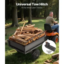 VEVOR Garden Utility Trailer, 10 Cu. Ft & 500lbs Capacity, ATV UTV Hauling Trailer, Tow Behind Steel Dump Cart with 14