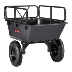 VEVOR Garden Utility Trailer, 10 Cu. Ft 500lbs, ATV UTV Hauling Trailer, Tow Behind Poly Dump Cart with 16