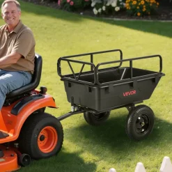 VEVOR Garden Utility Trailer, 10 Cu. Ft 500lbs, ATV UTV Hauling Trailer, Tow Behind Poly Dump Cart with 16