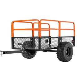 VEVOR Garden Utility Trailer, 28 Cu. Ft. & 1800lbs, ATV UTV Trailer, Tow Behind Steel Dump Trailers, Removable Rear Panel, Heavy Duty Pull Behind Yard Trailers for Lawn Mower Tractor Garden Waste