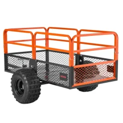 VEVOR Garden Utility Trailer, 28 Cu. Ft. & 1800lbs, ATV UTV Trailer, Tow Behind Steel Dump Trailers, Removable Rear Panel, Heavy Duty Pull Behind Yard Trailers for Lawn Mower Tractor Garden Waste