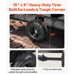 VEVOR Garden Utility Trailer, 22 Cu. Ft. & 1600lbs, ATV UTV Trailer, Tow Behind Steel Dump Trailers, Removable Rear Panel, Heavy Duty Pull Behind Yard Trailers for Lawn Mower Tractor Garden Waste