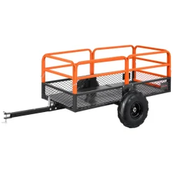 VEVOR Garden Utility Trailer, 22 Cu. Ft. & 1600lbs, ATV UTV Trailer, Tow Behind Steel Dump Trailers, Removable Rear Panel, Heavy Duty Pull Behind Yard Trailers for Lawn Mower Tractor Garden Waste