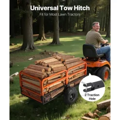 VEVOR Garden Utility Trailer, 22 Cu. Ft. & 1600lbs, ATV UTV Trailer, Tow Behind Steel Dump Trailers, Removable Rear Panel, Heavy Duty Pull Behind Yard Trailers for Lawn Mower Tractor Garden Waste