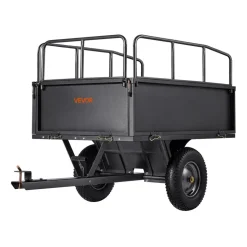 VEVOR Garden Utility Trailer, 17 Cu. Ft & 600lbs Capacity, ATV UTV Hauling Trailer, Tow Behind Steel Dump Cart with 16
