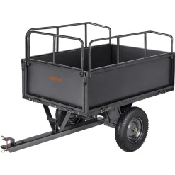 VEVOR Garden Utility Trailer, 17 Cu. Ft & 600lbs Capacity, ATV UTV Hauling Trailer, Tow Behind Steel Dump Cart with 16