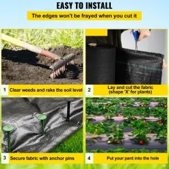VEVOR Garden Weed Barrier Fabric, 5.8 OZ Heavy Duty Landscape Fabric, 4ft x 100ft Weed Block Control for Garden Ground Cover, Woven Geotextile Fabric for Landscaping, Gardening, Underlayment, Black