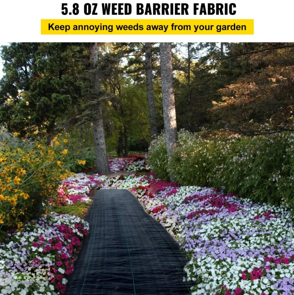 VEVOR Garden Weed Barrier Fabric, 5.8 OZ Heavy Duty Landscape Fabric, 4ft x 100ft Weed Block Control for Garden Ground Cover, Woven Geotextile Fabric for Landscaping, Gardening, Underlayment, Black