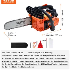 VEVOR Gas Chainsaw, 25.4CC 12