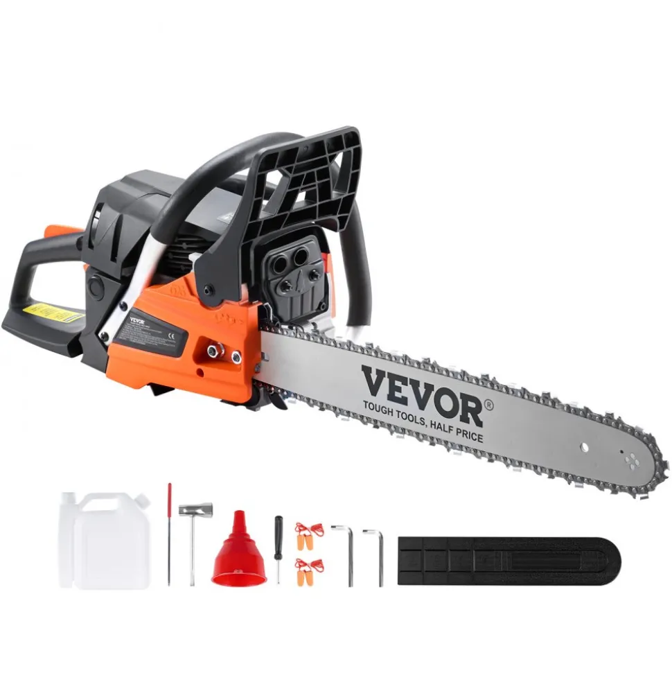 VEVOR Gas Chainsaw, 52CC 18" 2.55HP, Gasoline Powered Chain Saw, Handheld Cordless Petrol Chainsaws for Tree Wood Branch Cutting, Tree Trimming, Land Clearing, Farm Garden Ranch Forest Cutting Use