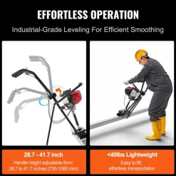 VEVOR Gas Concrete Power Screed, 6ft Aluminum Board Straight Edge Bar Set, 4 Stroke Cement Finishing Vibrating Motor with Height Adjustable Handles, High Efficient Concrete Tools 6500RPM