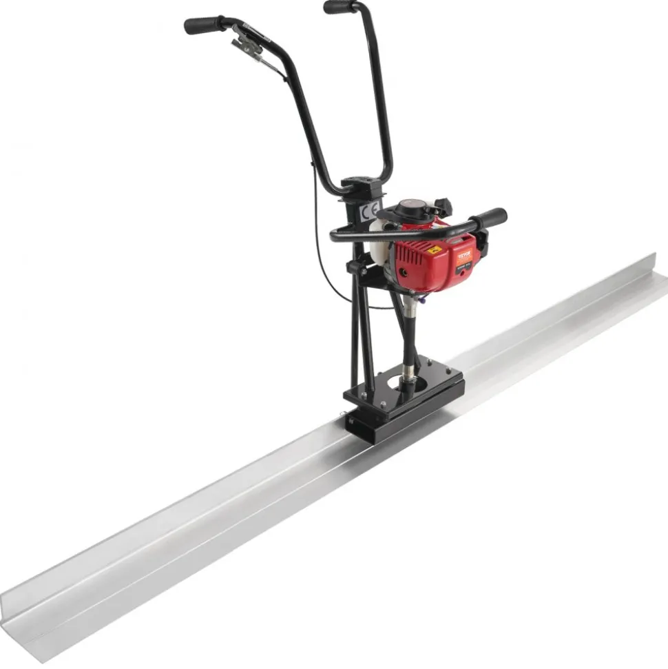 VEVOR Gas Concrete Power Screed, 6ft Aluminum Board Straight Edge Bar Set, 4 Stroke Cement Finishing Vibrating Motor with Height Adjustable Handles, High Efficient Concrete Tools 6500RPM