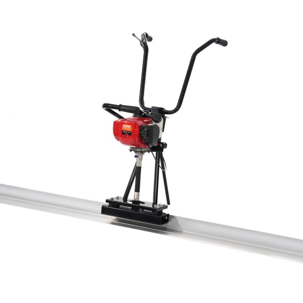 VEVOR Gas Concrete Power Screed, 6ft Aluminum Board Straight Edge Bar Set, 4 Stroke Cement Finishing Vibrating Motor with Height Adjustable Handles, High Efficient Concrete Tools 6500RPM