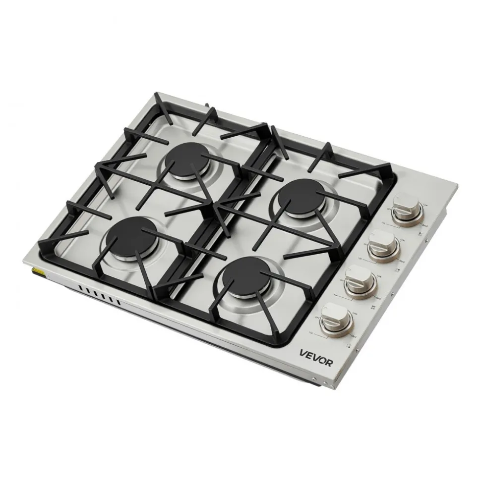 VEVOR Gas Cooktop, 30 inch 4 Burners Gas Stove Top, Max 48000BTU Built-in Stainless Steel Stove Top LPG/NG Convertible Dual Fuel Cooktop Stoves with Sealed Burner for Sear, Stew, Boil, Stir-Fry