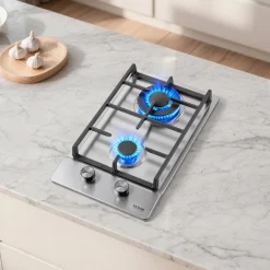 VEVOR Gas Cooktop 12 inch, Max 12250BTU 2 Burners Built-in Stainless Steel Gas Stove Top, LPG/NG Convertible Dual Fuel Natural Gas Hob with Thermocouple Protection for Outdoor, Kitchen, Camping, RV