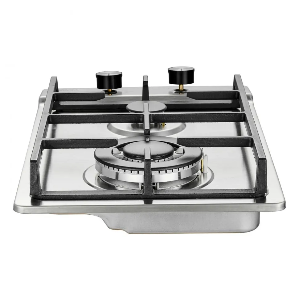 VEVOR Gas Cooktop 12 inch, Max 12250BTU 2 Burners Built-in Stainless Steel Gas Stove Top, LPG/NG Convertible Dual Fuel Natural Gas Hob with Thermocouple Protection for Outdoor, Kitchen, Camping, RV