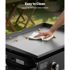 VEVOR Gas Griddle, 2-Burner Flat Top Grill, 28 inch Grill Plate Foldable Propane Griddle with Wheels, 30000 BTU Outdoor Flat Top Grills for Pan-Frying, Grilling, Stir-Frying, & BBQ, Pulse Ignition