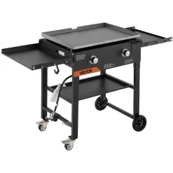 VEVOR Gas Griddle, 2-Burner Flat Top Grill, 28 inch Grill Plate Foldable Propane Griddle with Wheels, 30000 BTU Outdoor Flat Top Grills for Pan-Frying, Grilling, Stir-Frying, & BBQ, Pulse Ignition
