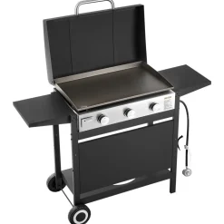 VEVOR Gas Griddle, 3-Burner Flat Top Grill, Propane Griddle with Wheels, Lid, 3 x 11000 BTU Outdoor Flat Top Grills for Pan-Frying, Grilling, Stir-Frying, & BBQ, Pulse Ignition, Removable Top Design
