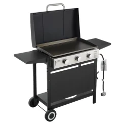VEVOR Gas Griddle, 3-Burner Flat Top Grill, Propane Griddle with Wheels, Lid, 3 x 11000 BTU Outdoor Flat Top Grills for Pan-Frying, Grilling, Stir-Frying, & BBQ, Pulse Ignition, Removable Top Design
