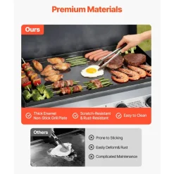 VEVOR Gas Griddle, 4-Burner Flat Top Grill, 29 inch Grill Plate Propane Griddle with Wheels, Lid, 28000 BTU Outdoor Flat Top Grills for Pan-Frying, Grilling, Stir-Frying, & BBQ, Pulse Ignition