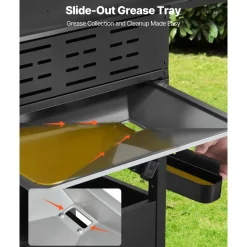 VEVOR Gas Grill, 4 Burner Propane Gas Grill with Side Burner, 425 SQ.In Grilling Area, Carbon Steel Enamel Grates, Outdoor 52,000 BTU Patio Garden BBQ Grills with Two Side Shelves, Carbon Steel