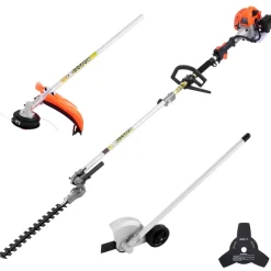 VEVOR Gas Hedge Trimmer, 2 Cycle Gas Power Handheld Hedge Trimmer, 4-in-1 26cc Weed Eater with Protective Gear Set, Includes Hedge and String Trimmer, Edger, Brush Cutter, for Trimming Shrubs & Bushes