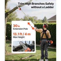 VEVOR Gas Hedge Trimmer, 2 Cycle Gas Power Handheld Trimmer, 6-in-1 26cc Weed Eater with Extension Pole & Protective Gear Set, Includes Hedge & String Trimmer, Brush Cutter(3T & 40T), Edger, Pole Saw
