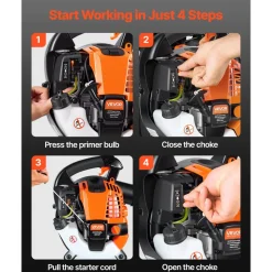 VEVOR Gas Leaf Blower, 25.4CC 4-Stroke Gas Powered Handheld Leaf Blower with 0.75L Fuel Tank, 340 CFM Air Volume, 130 MPH Air Speed, Ideal for Lawn Care, Leaves Cleaning, Yard Debris & Snow Removal