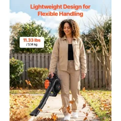 VEVOR Gas Leaf Blower, 25.4CC 4-Stroke Gas Powered Handheld Leaf Blower with 0.75L Fuel Tank, 340 CFM Air Volume, 130 MPH Air Speed, Ideal for Lawn Care, Leaves Cleaning, Yard Debris & Snow Removal