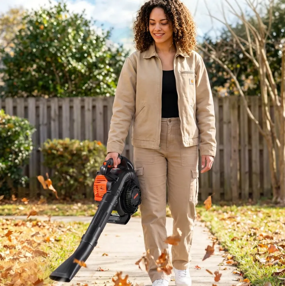 VEVOR Gas Leaf Blower, 25.4CC 4-Stroke Gas Powered Handheld Leaf Blower with 0.75L Fuel Tank, 340 CFM Air Volume, 130 MPH Air Speed, Ideal for Lawn Care, Leaves Cleaning, Yard Debris & Snow Removal