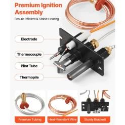 VEVOR Gas Pilot Assembly, OE 485-510A,4021-736,2103-010 Fireplace Gas Pilot Assembly Kit, Natural Gas Ignition Replacement, Compatible with Quadra-Fire, Heat & Glo, Heatilator Models,Black