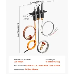 VEVOR Gas Pilot Assembly, OE 485-510A,4021-736,2103-010 Fireplace Gas Pilot Assembly Kit, Natural Gas Ignition Replacement, Compatible with Quadra-Fire, Heat & Glo, Heatilator Models,Black