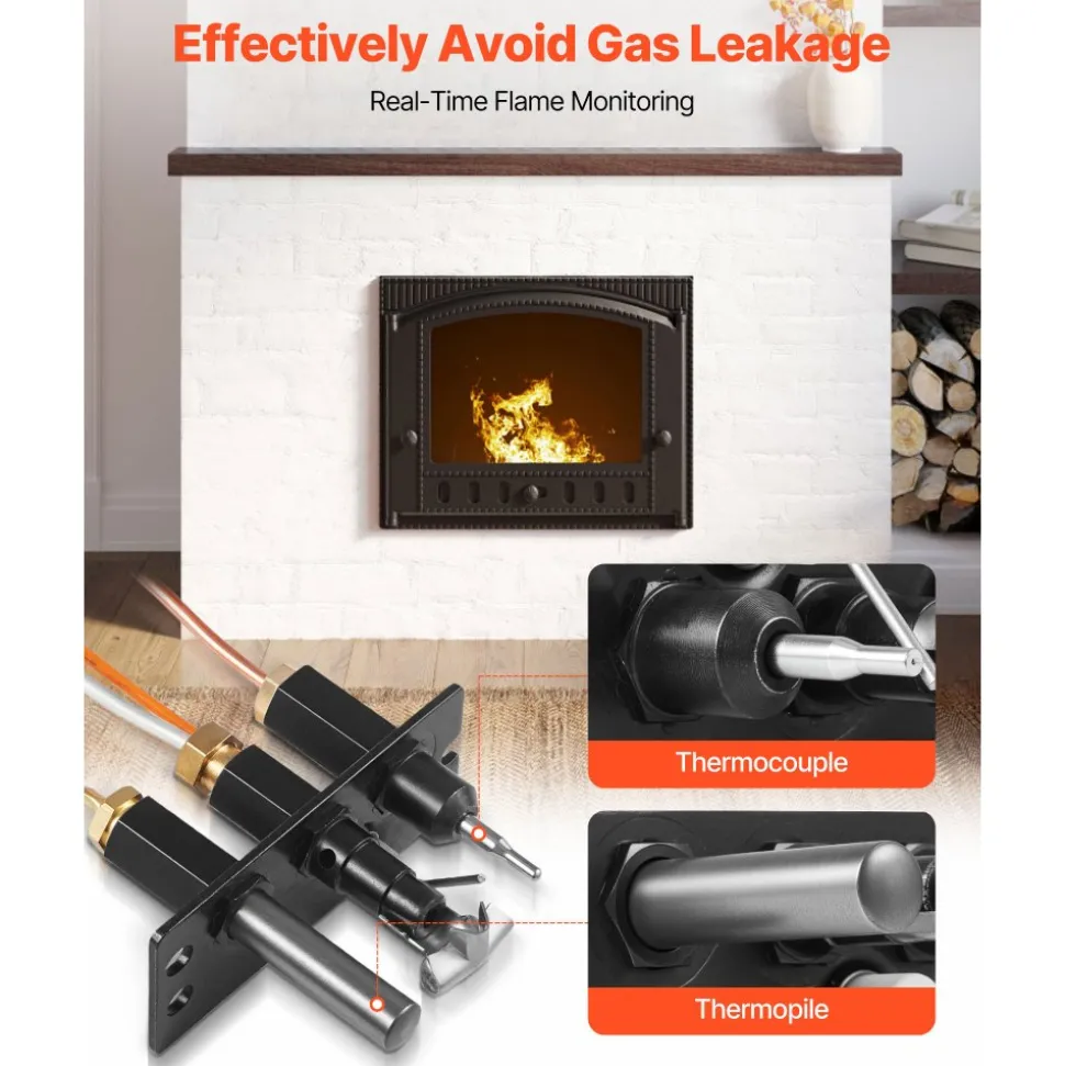 VEVOR Gas Pilot Assembly, OE 485-510A,4021-736,2103-010 Fireplace Gas Pilot Assembly Kit, Natural Gas Ignition Replacement, Compatible with Quadra-Fire, Heat & Glo, Heatilator Models,Black