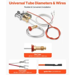 VEVOR Gas Pilot Assembly, OE 446-512A, HSRV 446-512A, SRV 446-512A Fireplace Gas Pilot Assembly Kit, Natural Gas Ignition Replacement, Compatible with Heat & Glo, Heatilator, Lennox, Regency Models