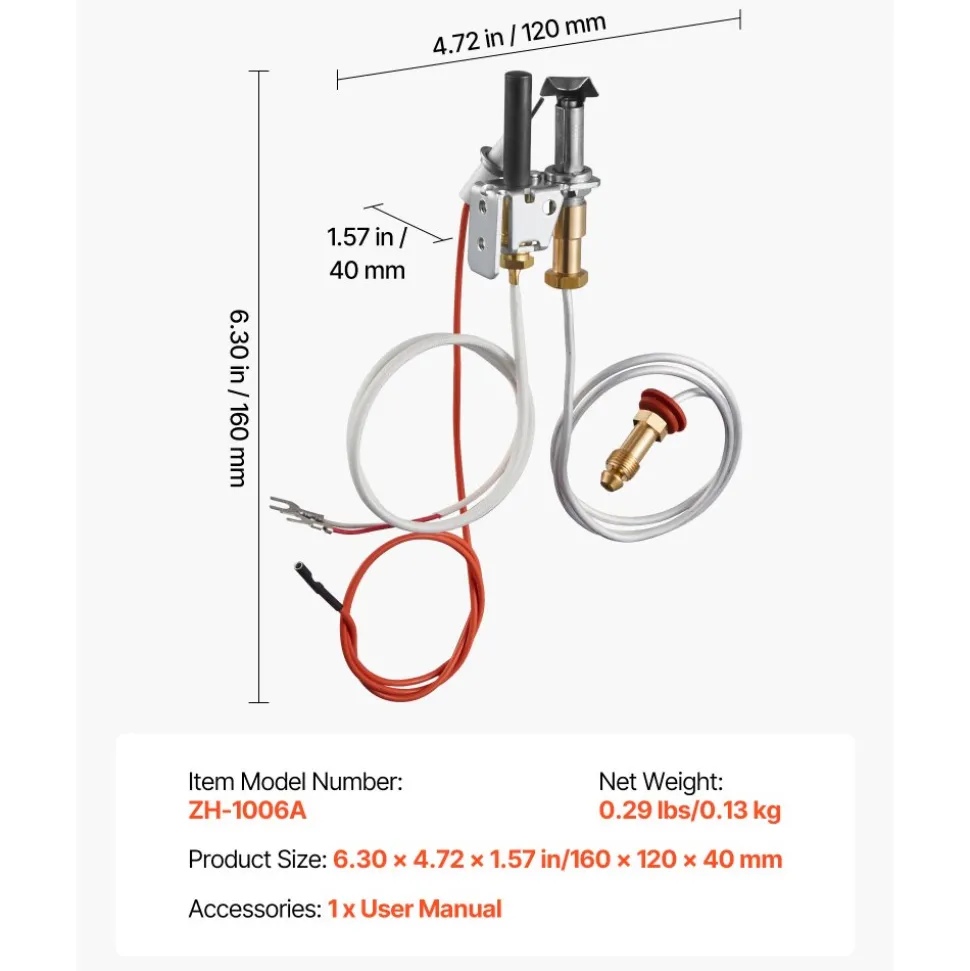 VEVOR Gas Pilot Assembly, OE 446-512A, HSRV 446-512A, SRV 446-512A Fireplace Gas Pilot Assembly Kit, Natural Gas Ignition Replacement, Compatible with Heat & Glo, Heatilator, Lennox, Regency Models