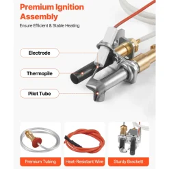 VEVOR Gas Pilot Assembly, OE 446-512A, HSRV 446-512A, SRV 446-512A Fireplace Gas Pilot Assembly Kit, Natural Gas Ignition Replacement, Compatible with Heat & Glo, Heatilator, Lennox, Regency Models