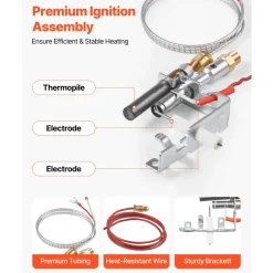VEVOR Gas Pilot Assembly, OE 14D0477, LPG8404, SRV14D0477 Fireplace Gas Pilot Assembly Kit, LPG Ignition Replacement, Compatible with Lexington Forge, Majestic, Martin, Monessen Models