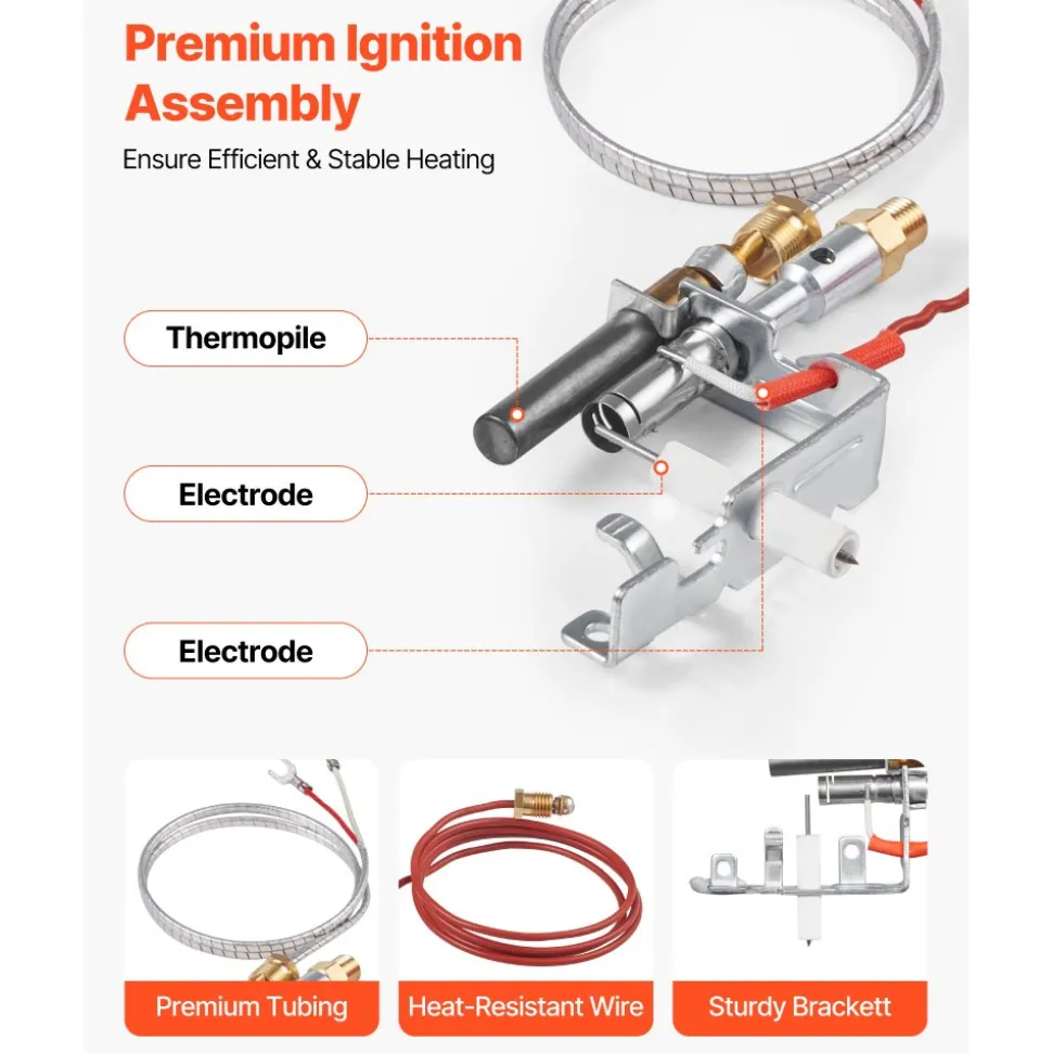 VEVOR Gas Pilot Assembly, OE 14D0477, LPG8404, SRV14D0477 Fireplace Gas Pilot Assembly Kit, LPG Ignition Replacement, Compatible with Lexington Forge, Majestic, Martin, Monessen Models