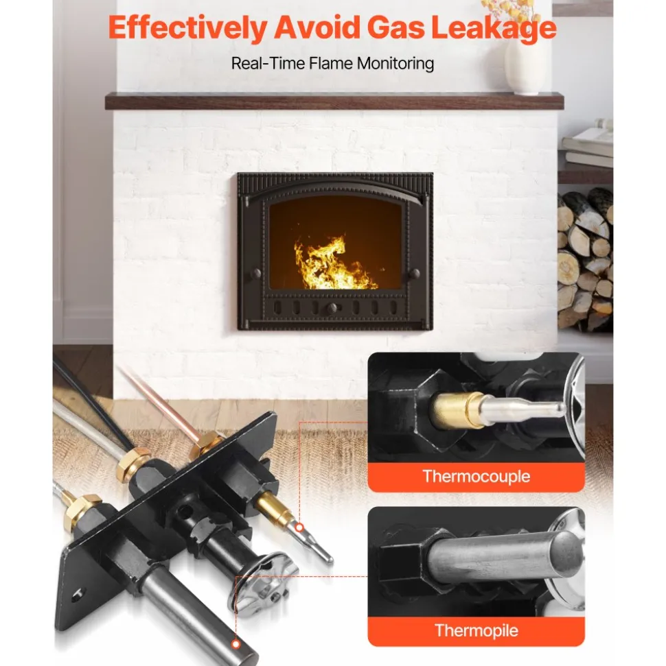 VEVOR Gas Pilot Assembly, OE 69L17, 69L1701, 904405, J4117, 108084-02 Fireplace Gas Pilot Assembly Kit, Natural Gas Ignition Replacement, Compatible with Lennox, Superior, Astria Models, Black