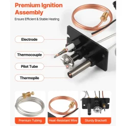 VEVOR Gas Pilot Assembly, OE 69L17, 69L1701, 904405, J4117, 108084-02 Fireplace Gas Pilot Assembly Kit, Natural Gas Ignition Replacement, Compatible with Lennox, Superior, Astria Models, Black