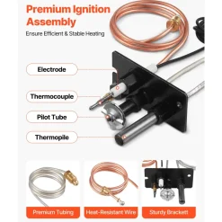 VEVOR Gas Pilot Assembly, OE 10002265, 10002264, SRV10002264 Fireplace Gas Pilot Assembly, Natural Gas & LPG Ignition Replacement, Fit Majestic, Vermont Castings, Temco, Dutchwest, Monessen, Century