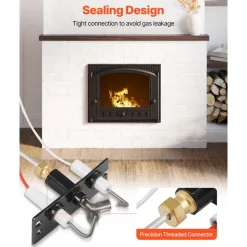 VEVOR Gas Pilot Assembly, OE 2090-012, 2198-012, SRV2090-012 Fireplace Gas Pilot Assembly, Natural Gas Ignition Replacement, Fit Heatilator, Heat & Glo, Quadra-Fire, Outdoor Lifestyles, Majestic