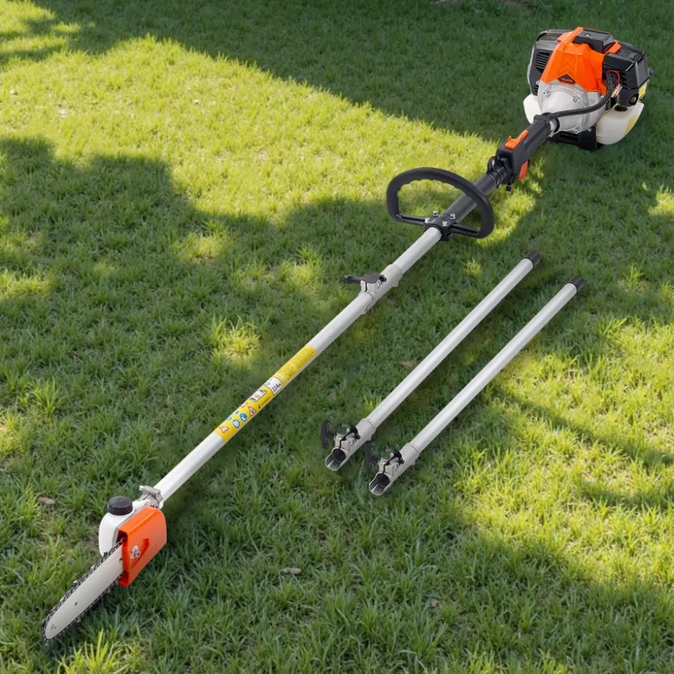 VEVOR Gas Pole Saw, 33CC 2 Stroke Gas Powered Pole Saws with 8 in Cutting Bar, Cordless Tree Trimmer with 30 fl.oz Fuel Tank, 6.7 to 11.6 ft Extendable, Powerful Chainsaw for Tree Trimming Pruning