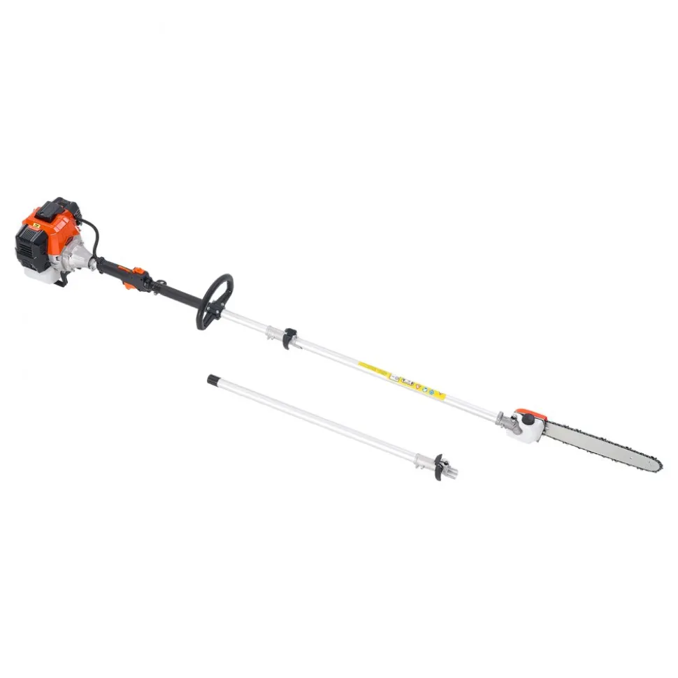 VEVOR Gas Pole Saw, 52CC 2 Stroke Gas Powered Pole Saws with 14 in Cutting Bar, Cordless Tree Trimmer with 30 fl.oz Fuel Tank, 7.2 to 10 ft Extendable, Powerful Chainsaw for Tree Trimming Pruning