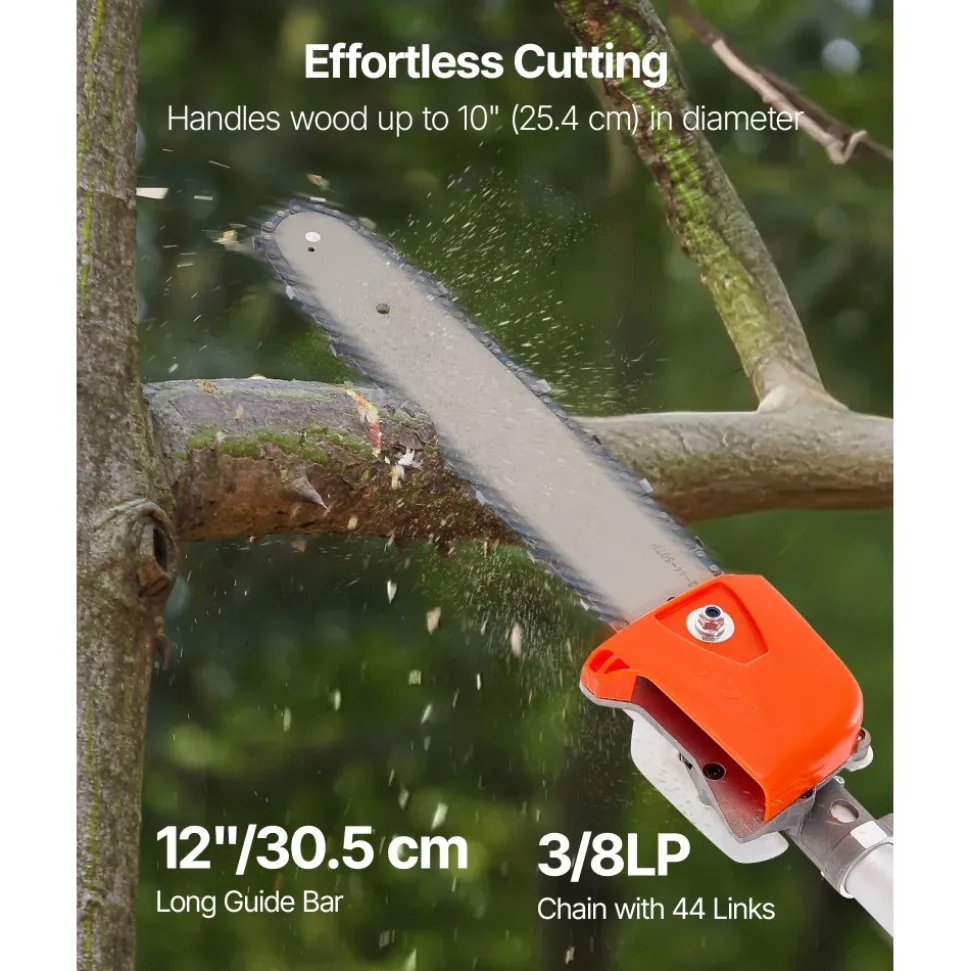 VEVOR Gas Pole Saw, 25CC 2 Stroke Gas Powered Pole Saws with 8 in Cutting Bar, Cordless Tree Trimmer with 23 fl.oz Fuel Tank, 6.5 to 9 ft Extendable, Powerful Chainsaw for Tree Trimming Pruning