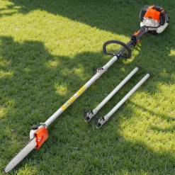 VEVOR Gas Pole Saw, 25CC 2 Stroke Gas Powered Pole Saws with 8 in Cutting Bar, Cordless Tree Trimmer with 23 fl.oz Fuel Tank, 6.5 to 9 ft Extendable, Powerful Chainsaw for Tree Trimming Pruning