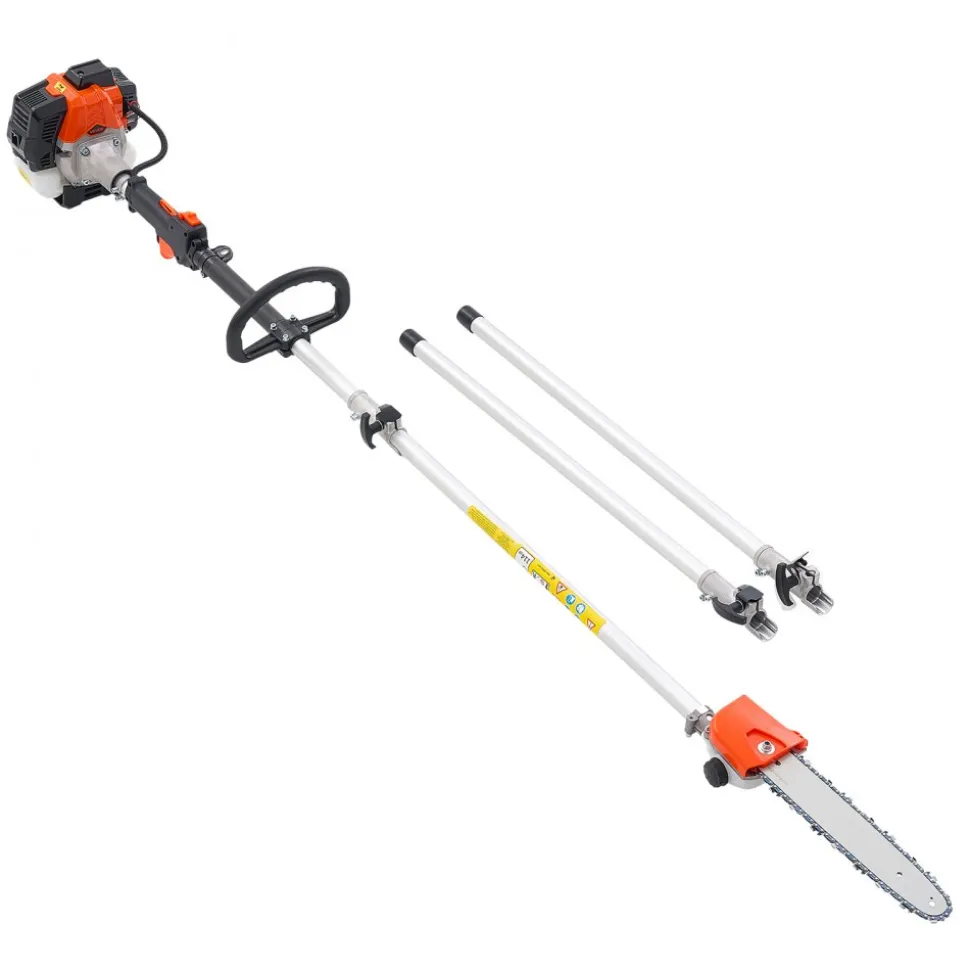 VEVOR Gas Pole Saw, 25CC 2 Stroke Gas Powered Pole Saws with 8 in Cutting Bar, Cordless Tree Trimmer with 23 fl.oz Fuel Tank, 6.5 to 9 ft Extendable, Powerful Chainsaw for Tree Trimming Pruning